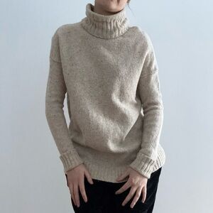 VINCE BEIGE SPECKLED TURTLENECK KNIT SWEATER - S